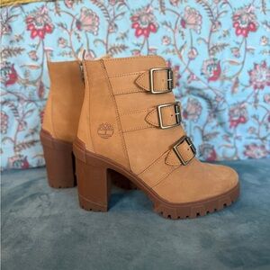 Timberland Women's Brown Heeled Boots with Buckles